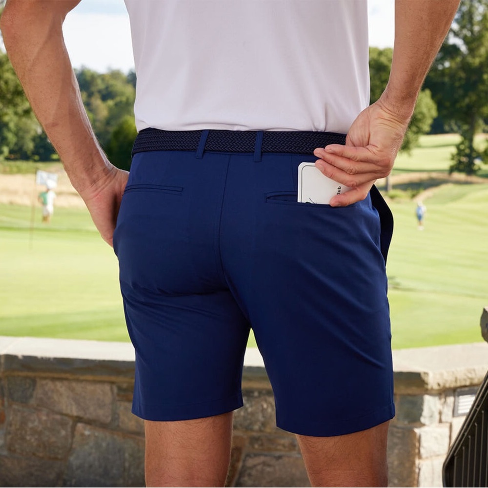 Holderness & Bourne Men’s Navy Harwood Tailored Fit Performance Golf Shorts 35” - Picture 6 of 10
